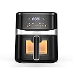 Cellecor Airflow 5.5L Air Fryer, Rapid Air Technology, 8 Preset Menu, 1500W Power, Digital Touch Control, 90% Less Oil usage, Non-Stick Basket, Auto Shut-Off.