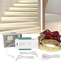 Vista 7 de Controlador de luz de escalera con sensor de movimiento para interiores, con cable con tira de luz LED COB cortable de 20 pulgadas, sistema