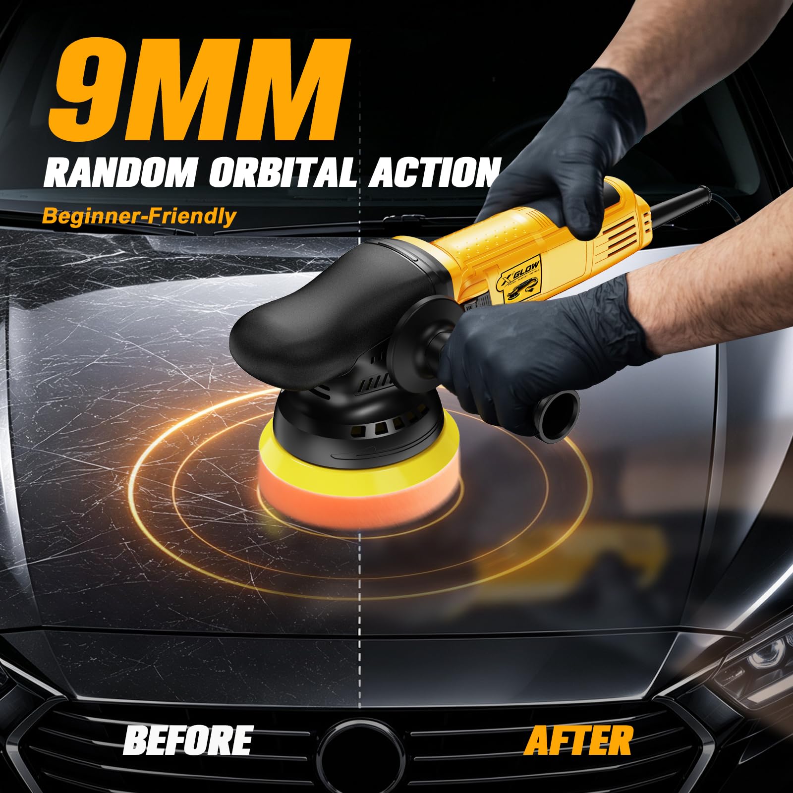 X'GLOW Car Polisher - 5" Random Orbital Buffer -9