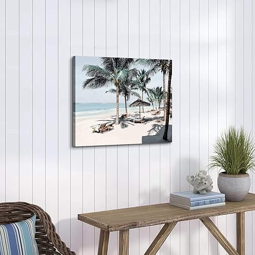 Miniatura 5 de Lienzo decorativo para pared, diseño moderno de paisaje marino tropical, "palmera en la playa", impresión fotográfica sobre lienzo para sala de
