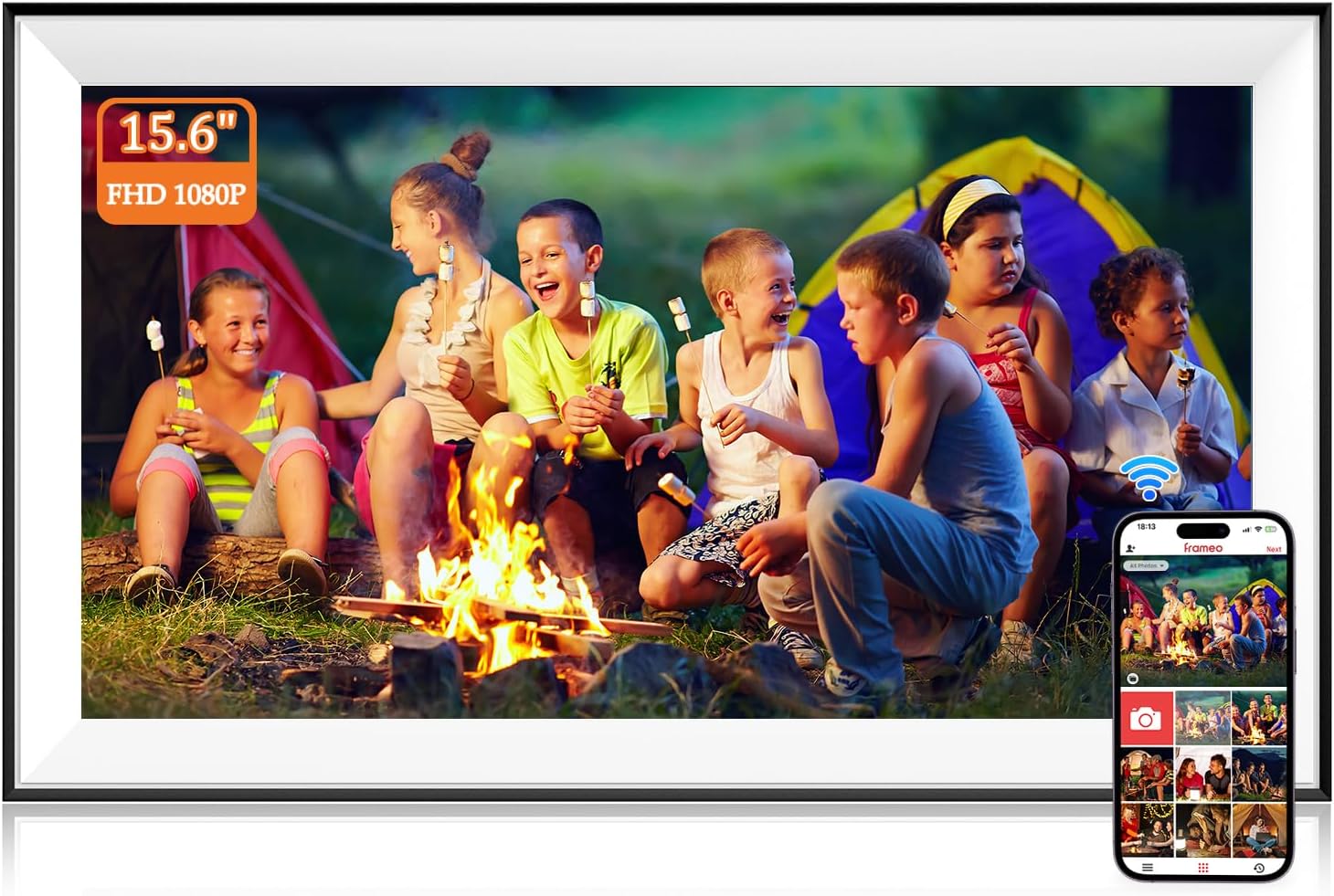 Frameo Digital Photo Frame 15.6 Inch WiFi Picture Frame, 1920×1080 FHD IPS Touchscreen, 32GB Auto Rotate, Large Electronic Photo Frames Share Photos/Videos Anywhere