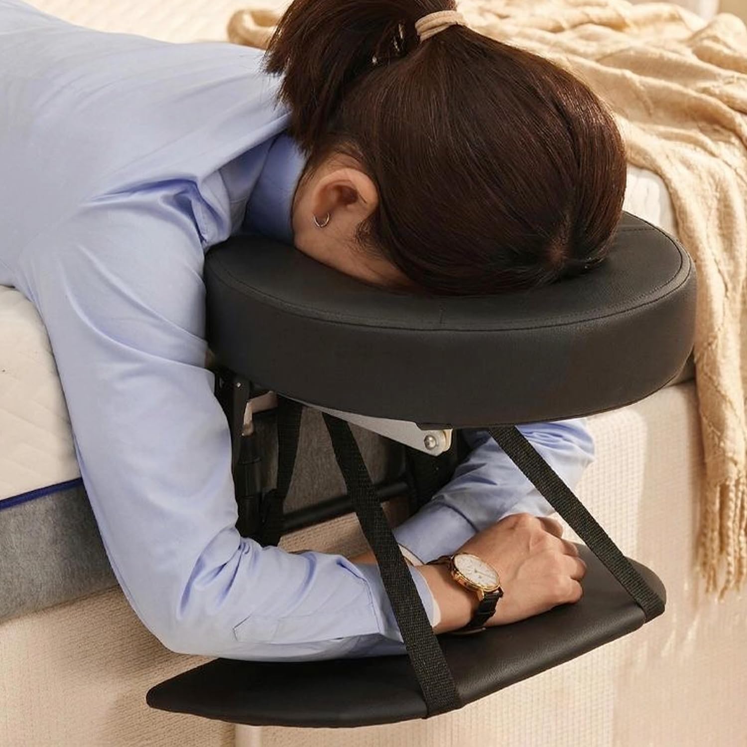 Massage Kopfstütze für Bett, 180° Kopfstütze mit Gesichtskissenhalterung, Universelle Verstellbare Kopfstütze mit Armlehnenbrett für Matratzen Einer Dicke 5-16cm für Schönheitsbett, Gesichts-SPA