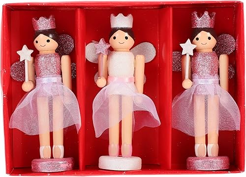 STOBOK 3 figuras de cascanueces de ángel para niña, cascanueces de Navidad, adornos de cascanueces de madera, decoración de cascanueces de