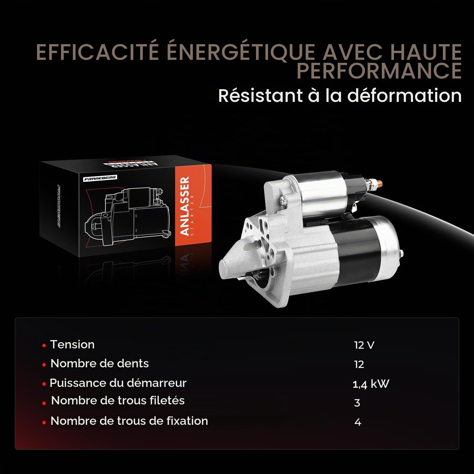 Frankberg Démarreur 1,4 kW 233003329R | Compatible avec: Autobus NV200/Evalia, Boîte Kubistar X76, Tiida Berline SC11, Logan I LS, Juke F15