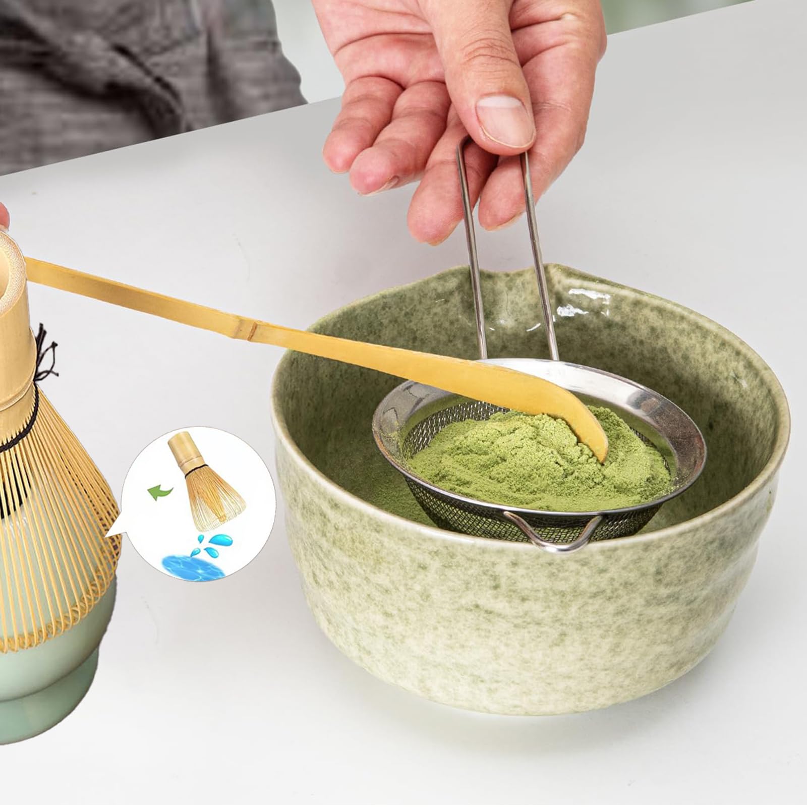 Hniuyun Matcha Whisk Set of 5, Handmade Bamboo Matcha Whisk, Tea Spoon, Matcha Scoop, Tea Sifter, Whisk Holder - Image 3