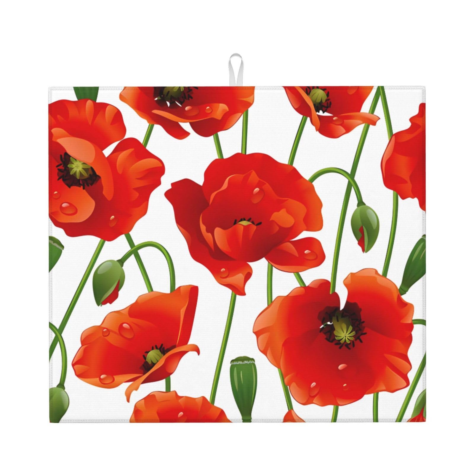HJFCZH flower Prints Kitchen Drying Mat – High-Capacity Absorbent Dish Cover, Engineered with 4x Weight Absorption, Durable Microfiber & Composite Foam Construction
