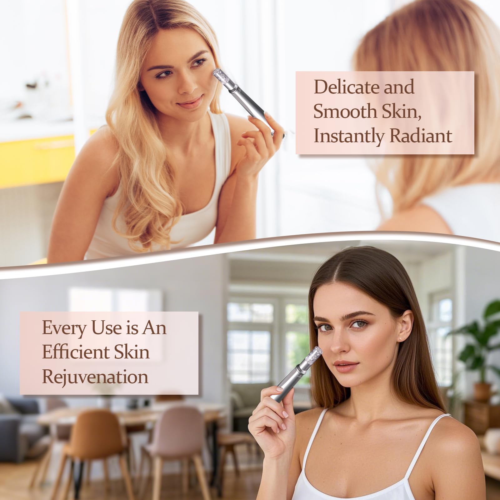 Microneedling Stift Hautpflege Derma Pen 5 Geschwindigkeiten Microneedle Beauty Pen mit LED Bildschirm für Gesicht Porenstraffung und Hautverjüngung für Männer Frauen Heimgebrauch Silber