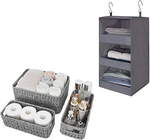 GRANNY SAYS Paquete de 1 organizador colgante y 3 cestas de almacenamiento de mimbre disponible en Yaxa Guatemala