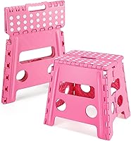 Vista 13 de Dyforce Taburete plegable de 16 pulgadas, capacidad de 400 libras, taburete plegable de plástico resistente para adultos, taburete con asa, fácil