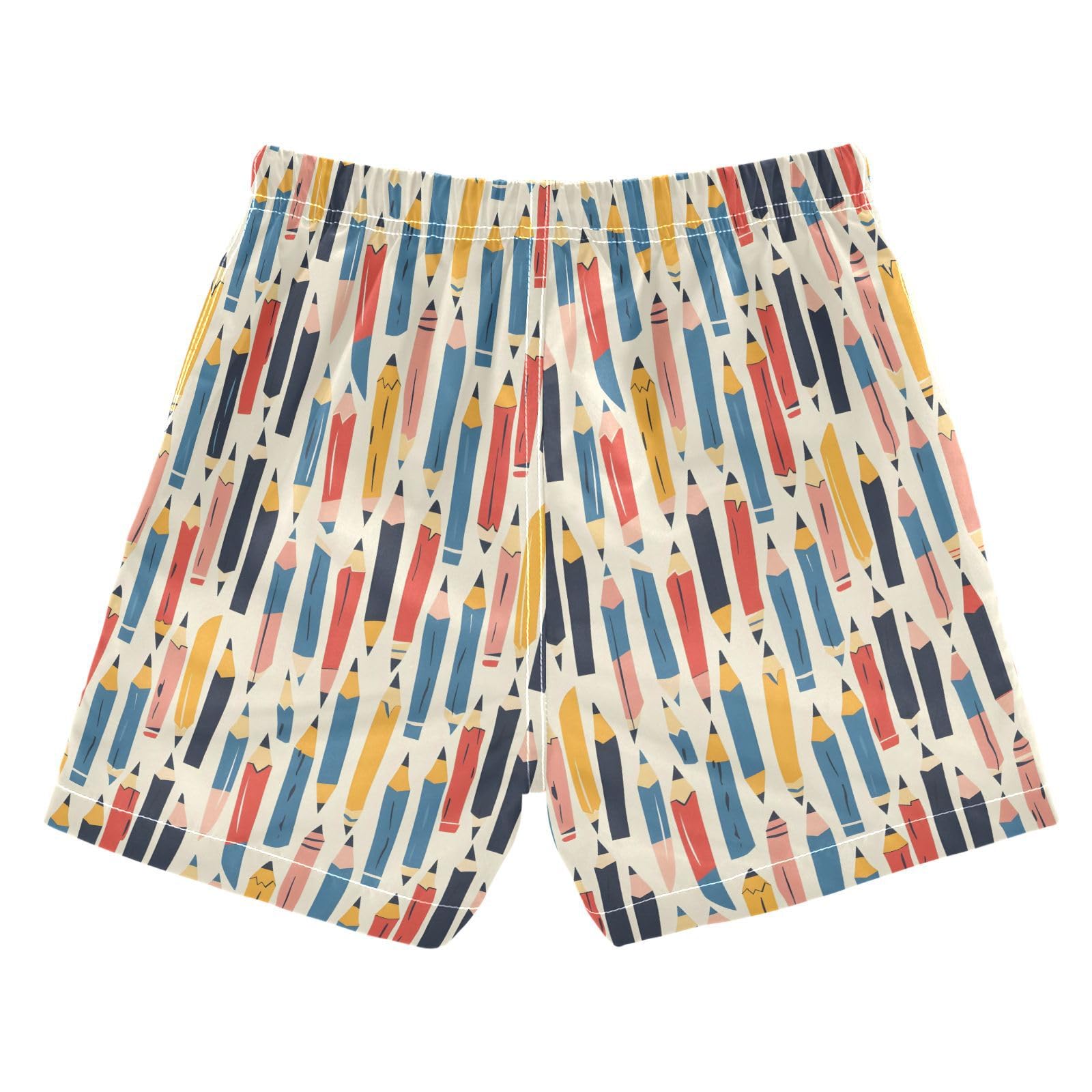 ALAZA Colored Pencil Seamless Boys Quick Dry Beach Board Shorts Kids Swim Trunks Bathing Suit Swimsuit XS Multicolor