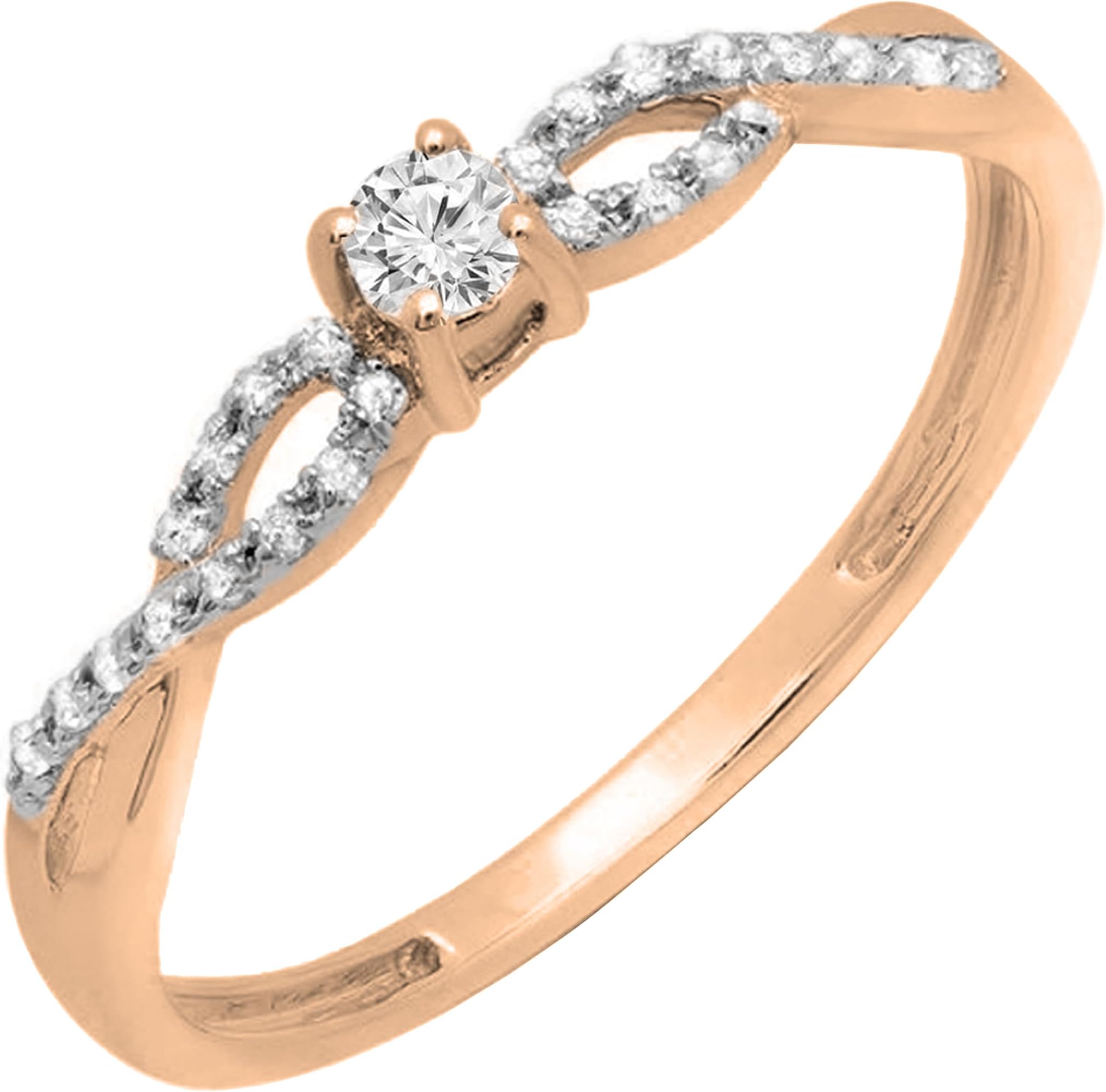 0.20 Cttw Round White Diamond Split Shank Bridal Engagement Ring, 10K Solid Gold