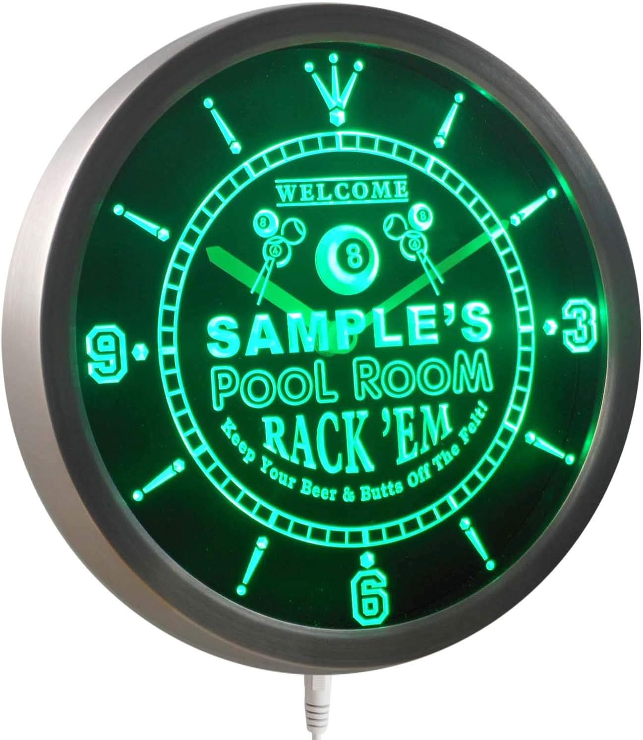 AdvPro ncpy-tm Pool Room Personalized Your Name Bar Pub Game Neon Sign LED Wall Clock