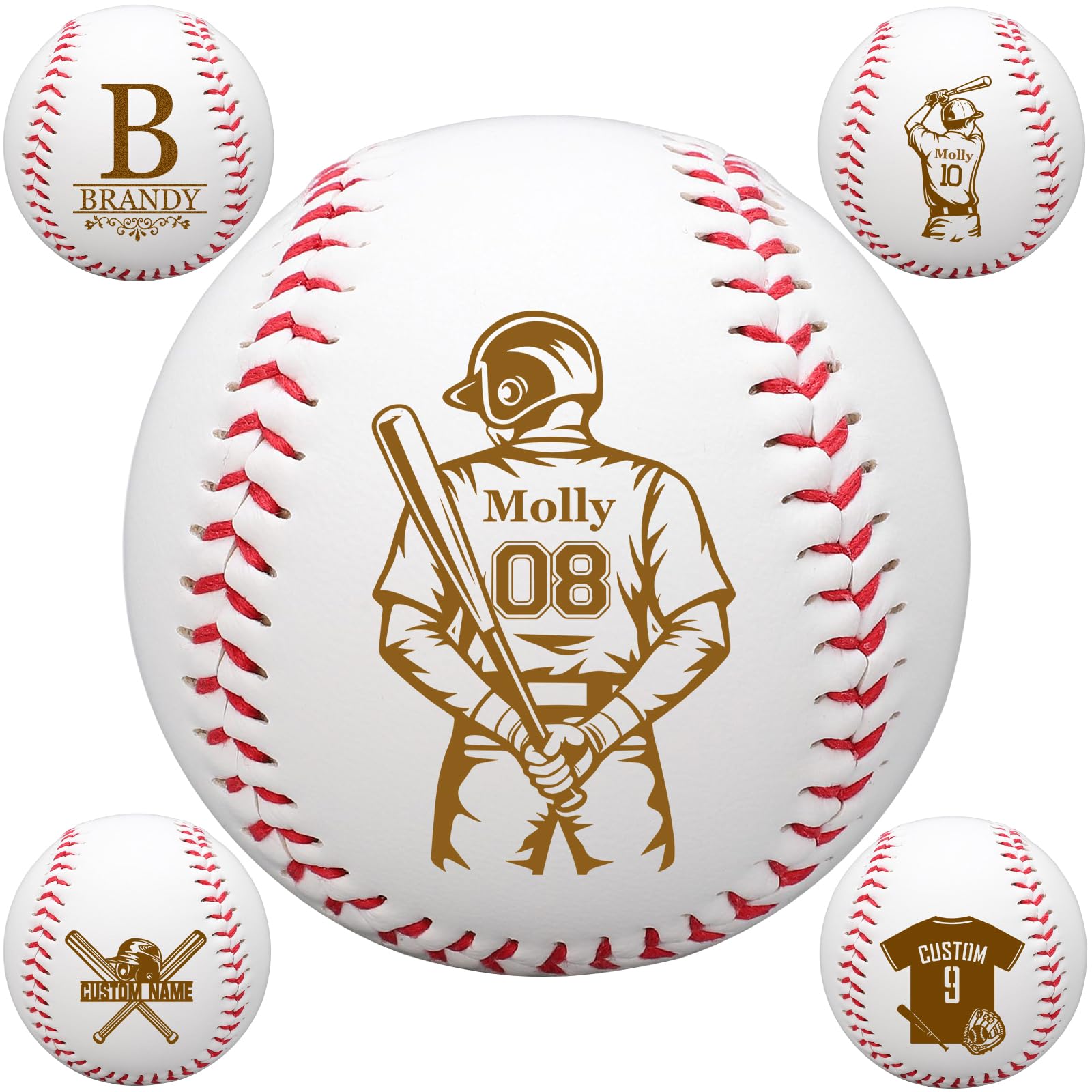 WBgjsnklbnl Custom Baseball with Name Engraved Personalised Sports Gifts for Team Dad Grandpa Fathers Day Groomsman Birthday Wedding-9" Style1
