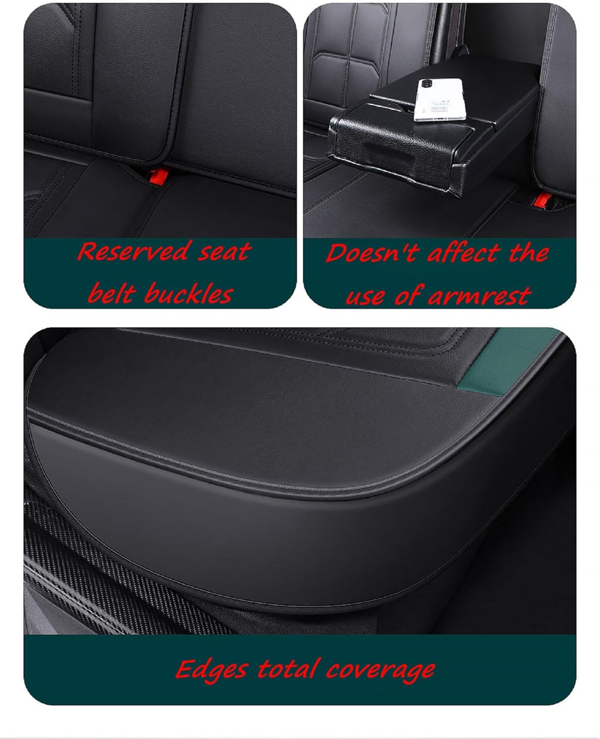 Seat Covers, Car Seat Covers Full Set, Universal Leather Car Seat Cushion for Hyundai Santa Fe 2025 Vehicles, Waterproof 5 Seats Car Seat Protector (Black/Grey)