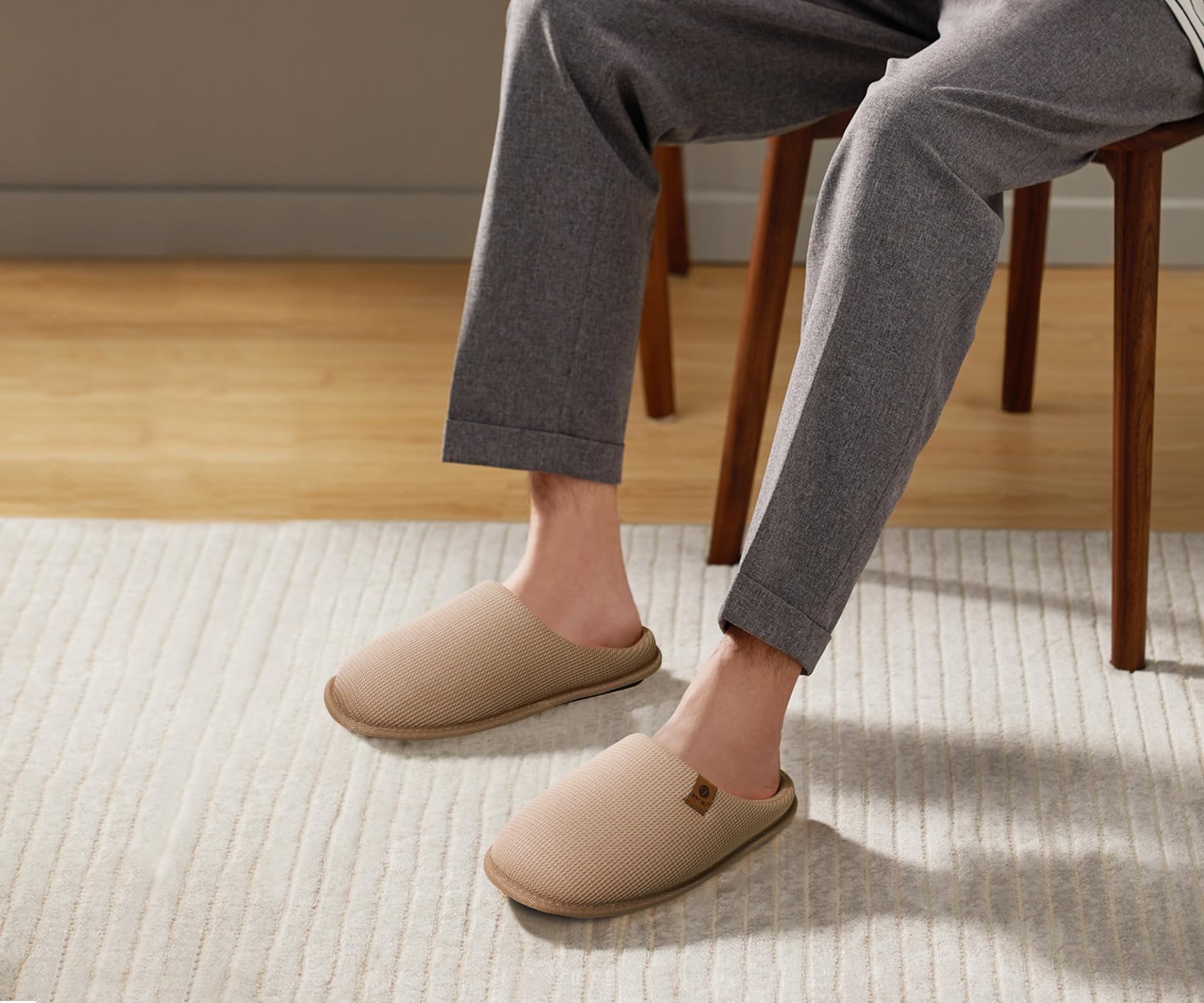 ONCAI Pantofole da Uomo Invernali Ciabatte da Casa con Memory Foam Calde Pelliccia Sintetica Cotone Scarpe Accogliente Antiscivolo Suola EU Dimensione 40-49
