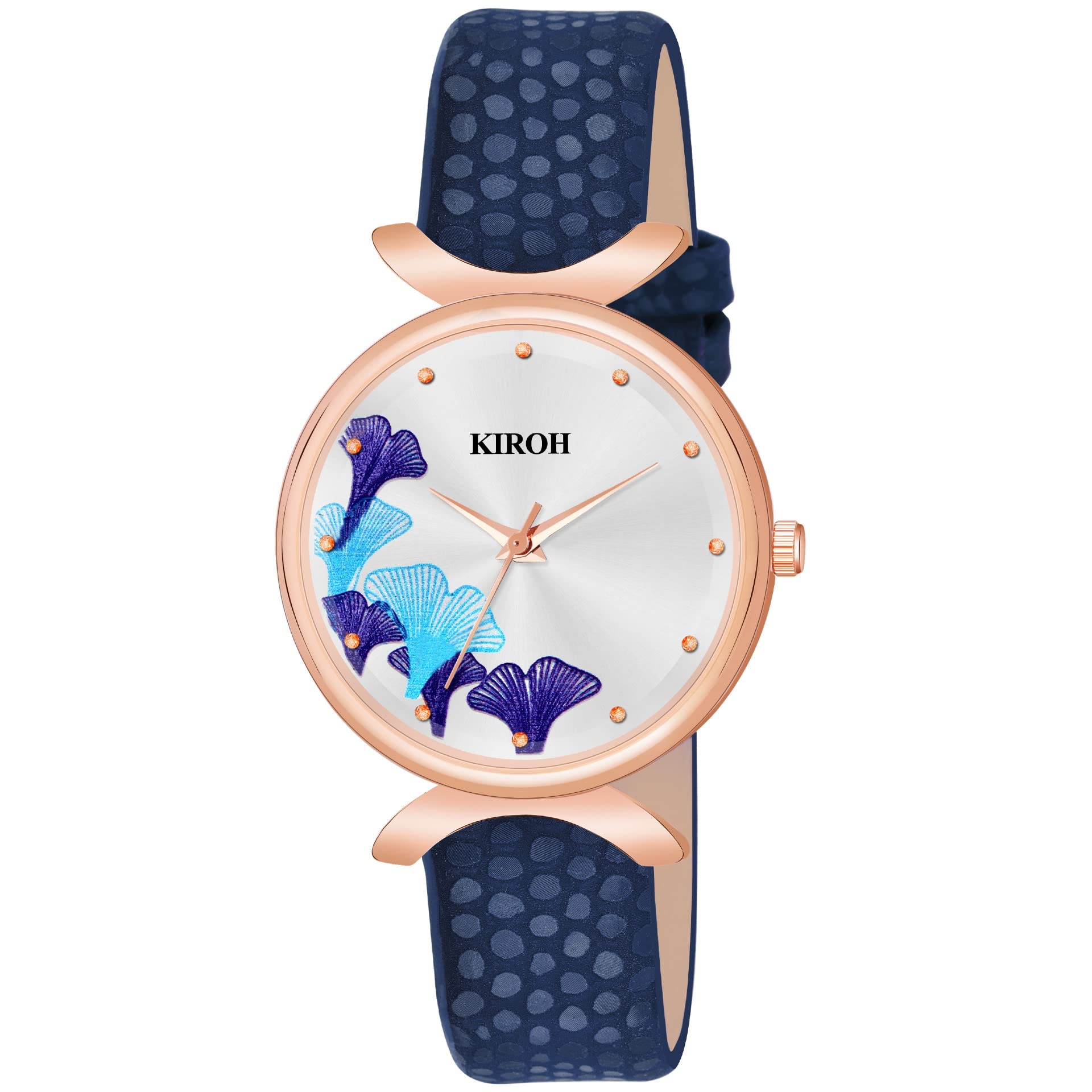 KIARVI GALLERY Analogue Unique Multi Flower Dial Designer Leather Strap Womens and Girls Watch (Blue) (B0BRTBQVYN) Amazon Price History, Amazon Price Tracker