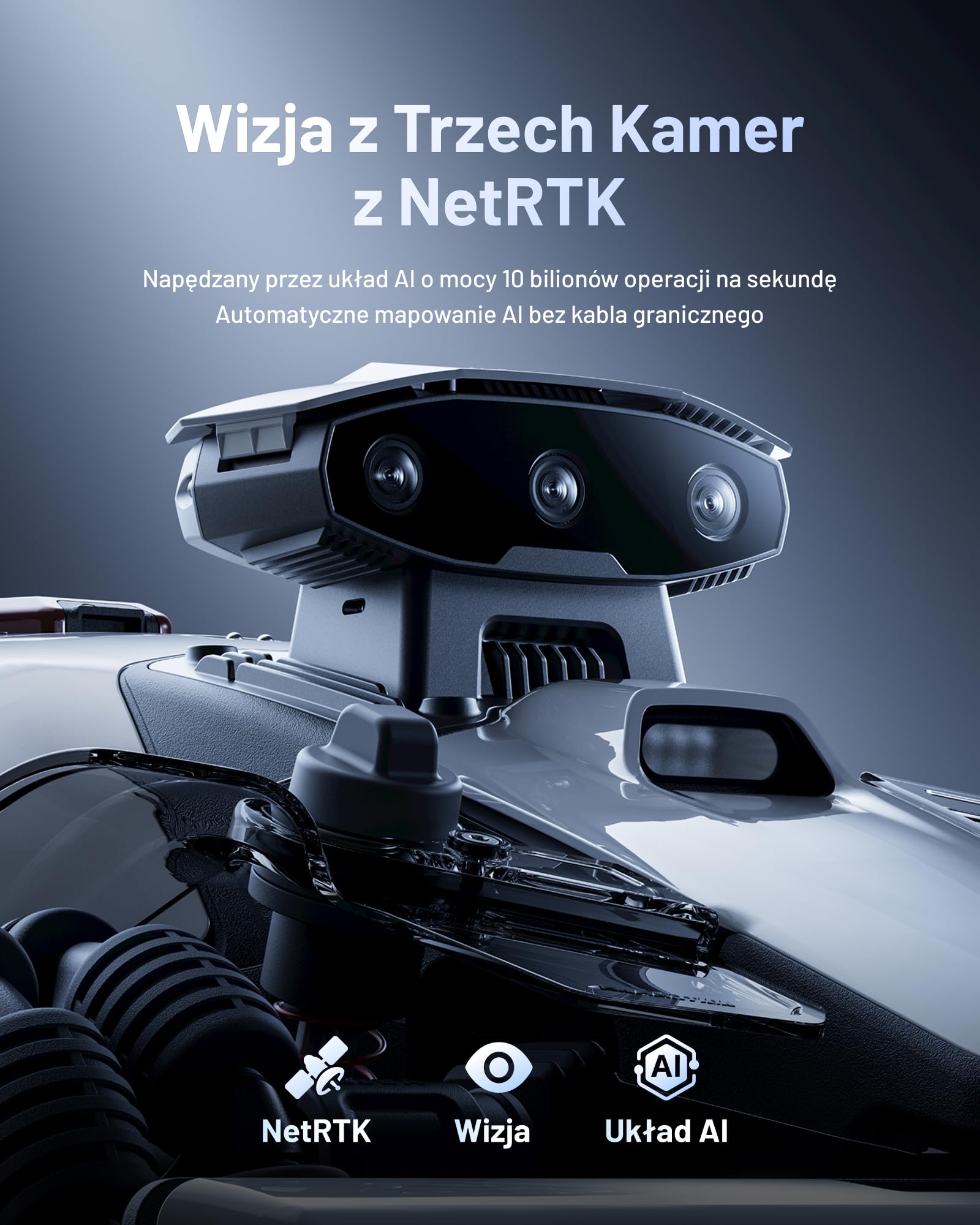 MAMMOTION LUBA mini 2 AWD 1000 Robot koszący bez przewodu obwodowego na 1000 m², Wizja AI z trzema kamerami & Pozycjonowanie NetRTK, Auto-Mapowanie, DropMow 80% Nachylenia, Zarządzanie 10 Strefami