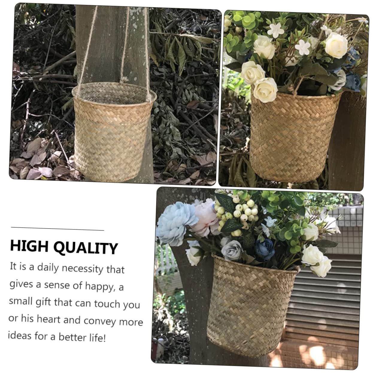 ABOOFAN 9 Pz Cesto Di Fiori in Tessuto Decorazione Da Appendere Alla Parete in Macramè Portapiante Da Esterno Decorazione Esterna Fioriera Da Parete Vimini Artigianato All'aperto Cannuccia