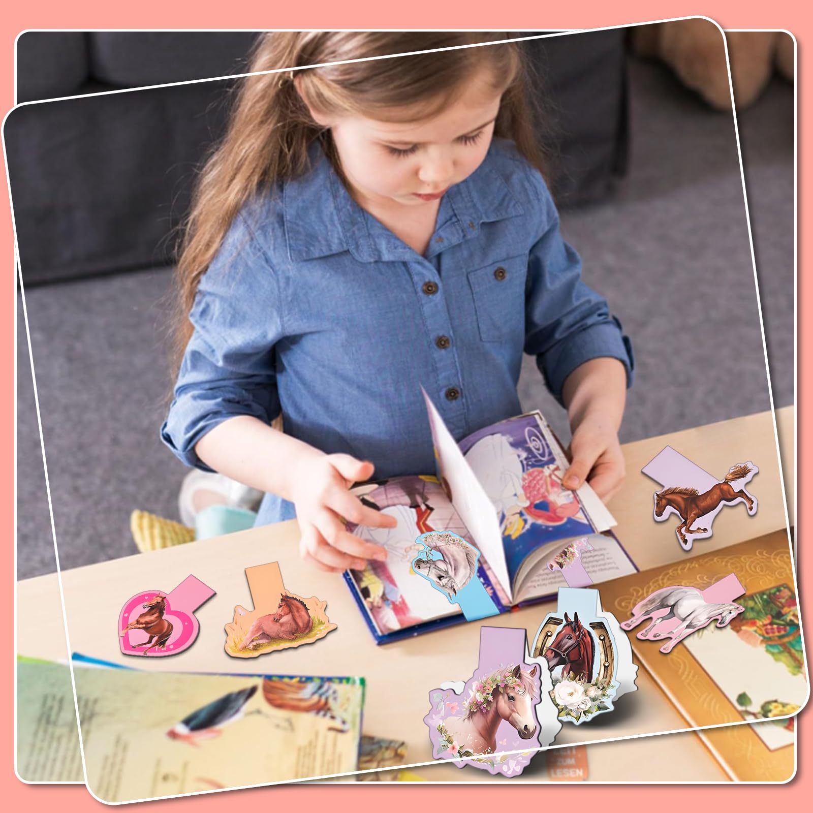 Lymshine Magnetische boekenleggers voor kinderen, paarden, 15 stuks, magnetische boekenleggers, boekenleggers, voor meisjes en jongens, afstuderen voor scholieren, boekenliefhebbers, jongeren