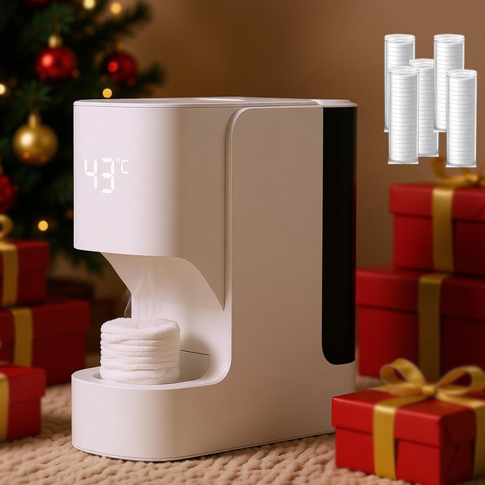 DzkZen Hot Face Towel Heater Machine Dispenser, Towel Warmer for Facials, Hot Towel Dispenser, Automatic One-Click Start, Heats Up In 5 Seconds, Smart Voice Alerts with100towels