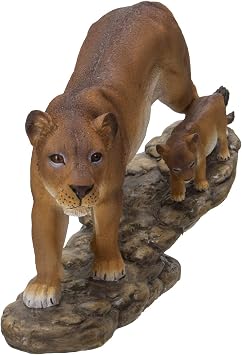 Pacific Giftware Realistic Lioness with Little Cub Perching on Tree Branch Wildlife Resin Figurine Statue