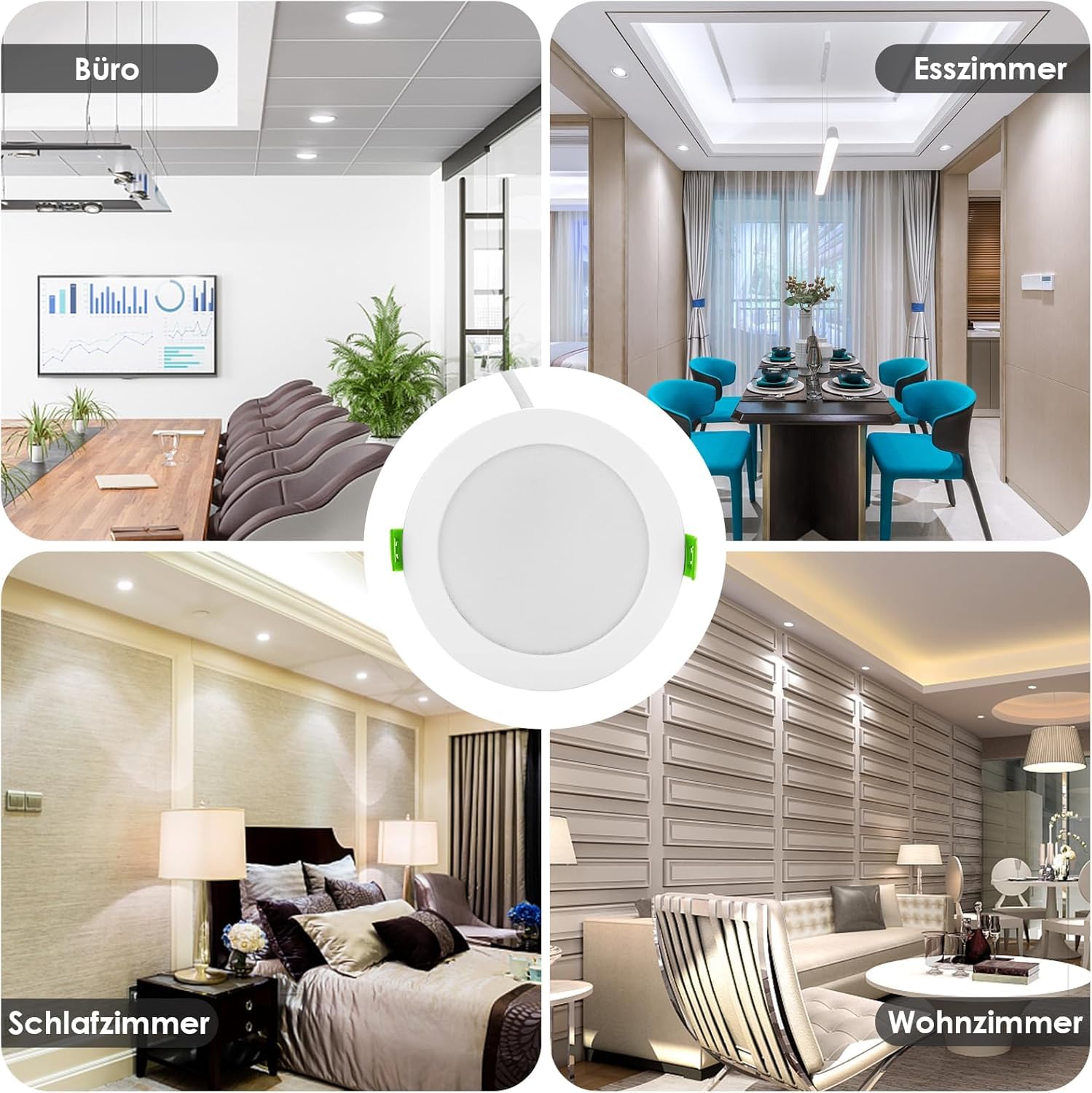 LED Einbaustrahler 230V Dimmbar, 7W 12er Set Einbauleuchten Deckenspots Deckenstrahler Lochöffnung Ø 85-100 mm, IP44 Ultra Flach LED Spots für Badezimmer Wohnzimmer