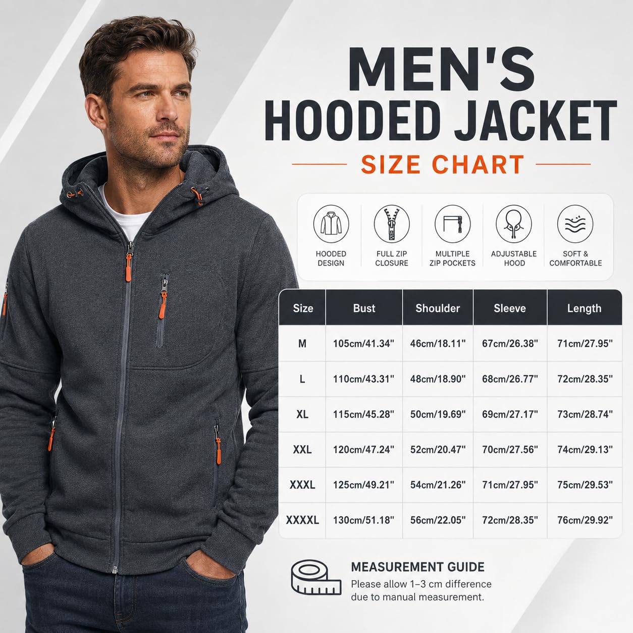 Sweatjacke Herren Hoodie Mit Kapuze Leichte Sweatshirt Jacke Langarm Sport Kapuzenjacke Kapuzenmantel Casual Oversized Sportjacke Übergangsjacke Jogging Einfarbig Outdoorjacke Mit Reißverschluss