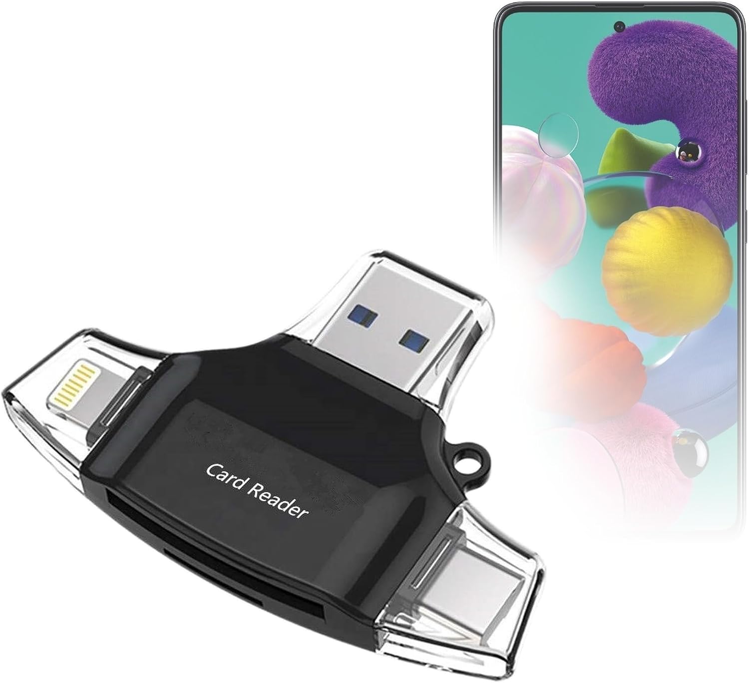 BoxWave Smart Gadget Compatible with Samsung Galaxy A51 5G - AllReader SD Card Reader, microSD Card Reader SD Compact USB - Jet Black