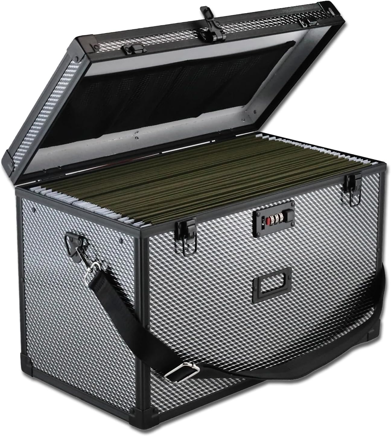 File Storage Cabinet File Organizer Document Organizer File Box in Office and Home with Combination Lock with 20 Legal Size Hanging Files (Diamond Black)