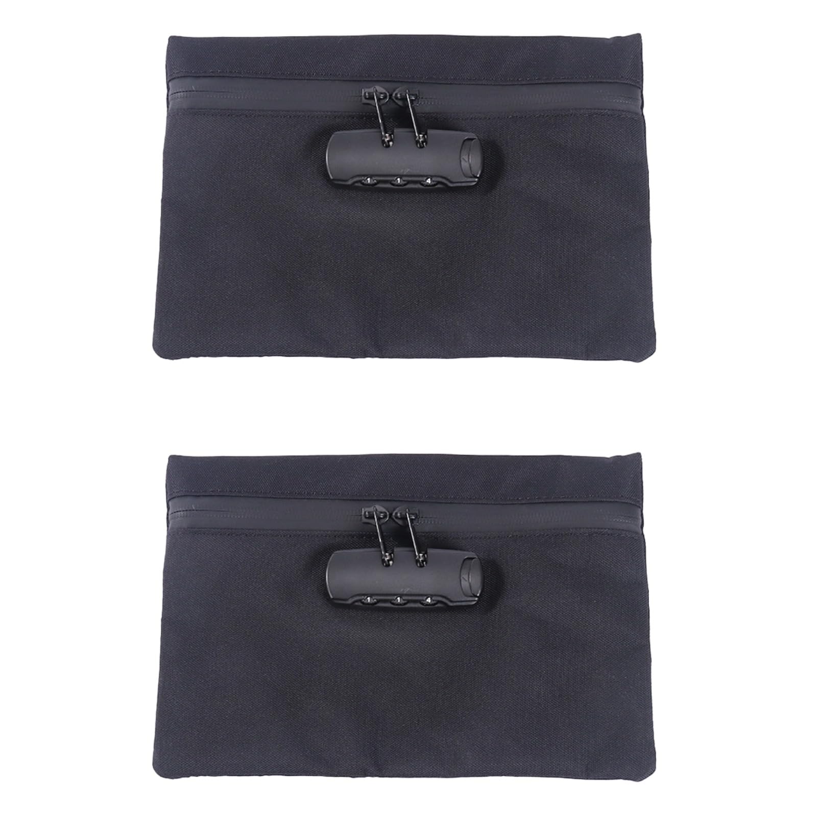 Lot de 2 sacs à argent verrouillables, grand portefeuille à code, 24 x 16,5 cm en tissu Oxford 600D, format portable pour cartes bancaires, chèques, espèces, noir