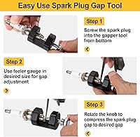 Vista 4 de Herramienta de hueco de bujías Toolwiz 2 piezas con medidor de sensor de hoja de acero de 32, herramienta de ajuste de válvula compatible con bujías