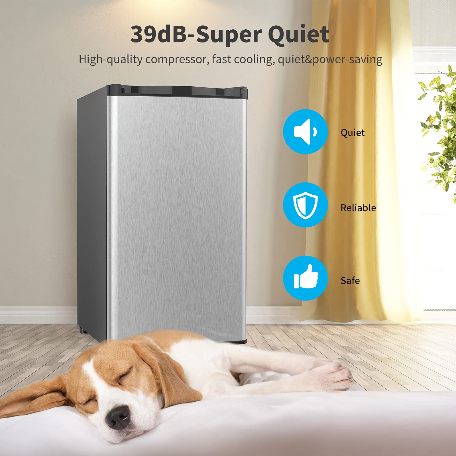 N A 3.2 Cu.Ft Mini Refrigerator Compact Refrigerator-Single Door Small Drink Food Storage Machine for Dorm, Garage, Camper, Basement or Office, Mini Fridge, Stainless Steel (Black) on Fridge.com