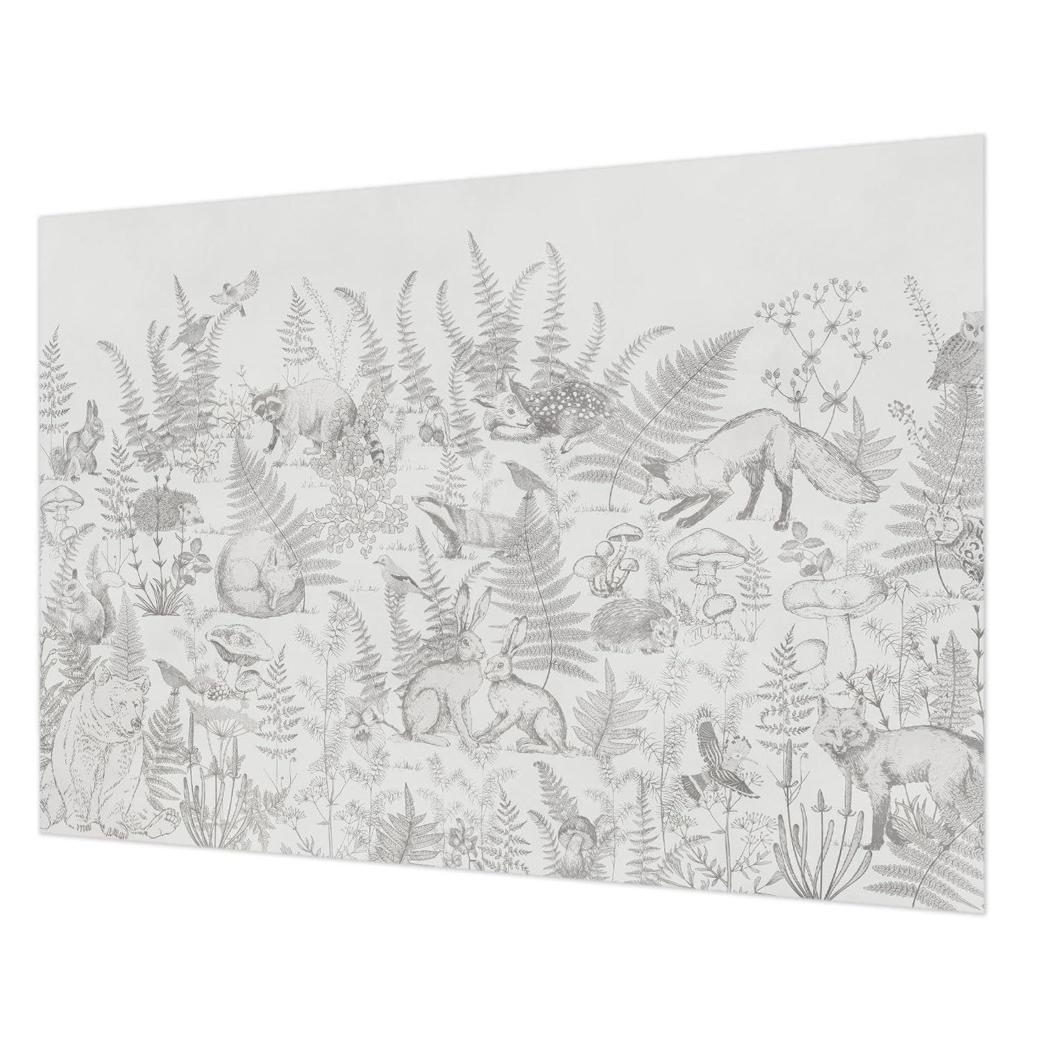 Tapisserie intissée animaux de la forêt facile à nettoyer pour murs salon