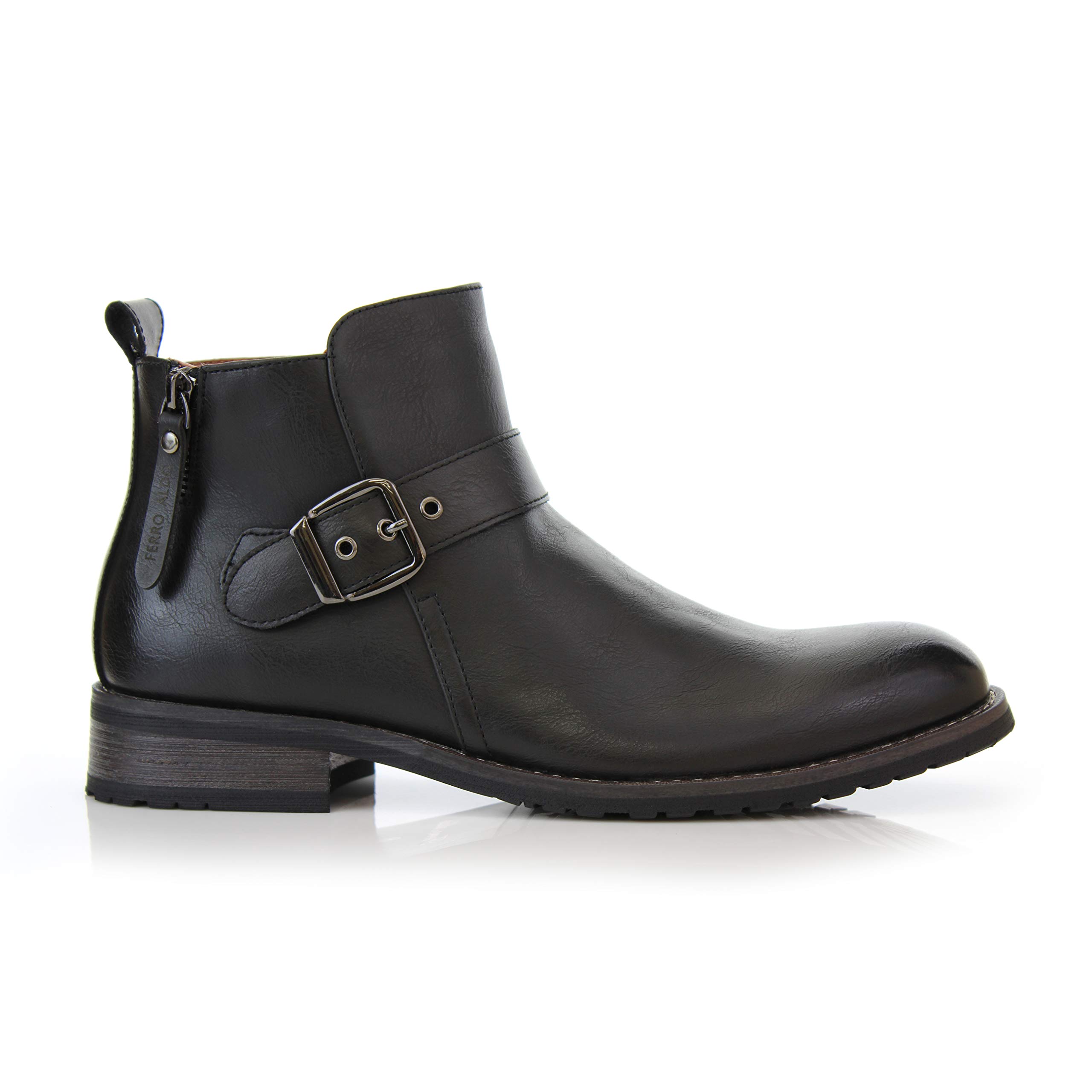 Ferro Aldo Mens Lace-less Ankle Boot Collection | Lug Sole Slip-on Chelsea | Side-Zip Engineer Boots product thumbnail 4