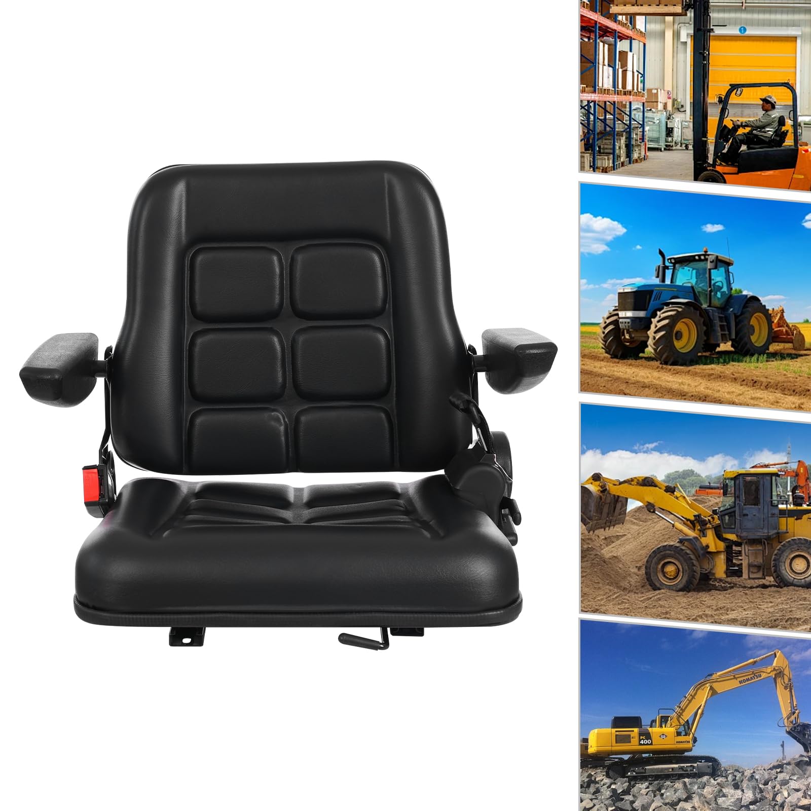Asiento universal para tractor, asiento elevador para mayor comodidad y estabilidad en vehículos como UTVs y ATV con asiento y respaldo ajustables