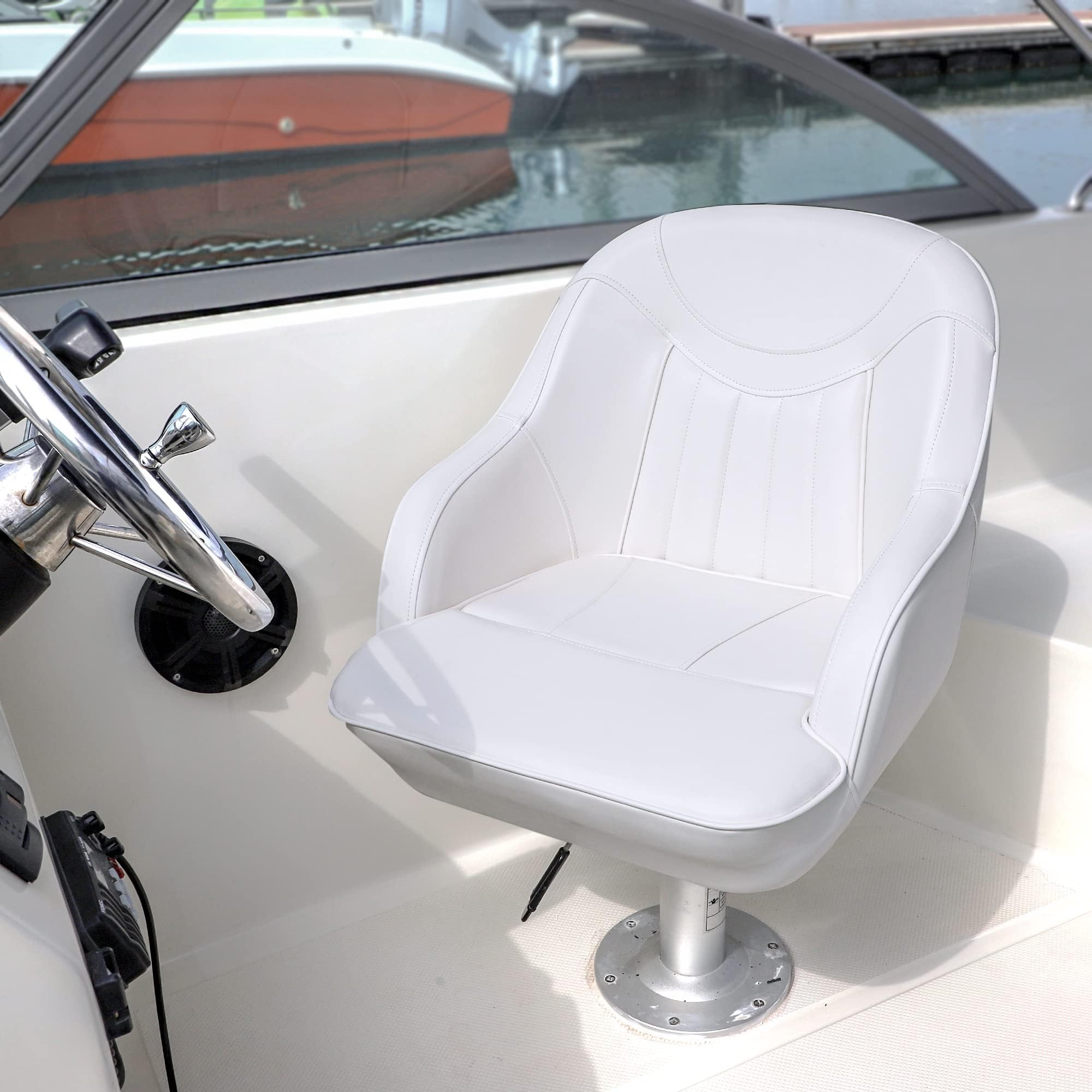 NORTHCAPTAIN P3 Pontoon Boat Seat Captain Bucket Seat with Boat Seat Cover,White
