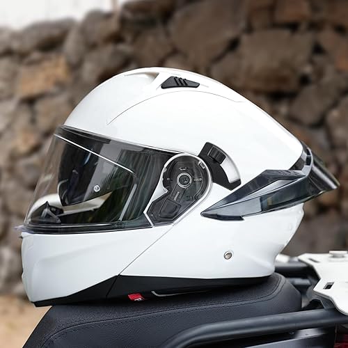 Miniatura 4 de JQF Gear Casco modular de motocicleta con visera doble abatible, de cara completa SJ-809, aprobado por DOT para adultos, hombres y mujeres (SJ-809