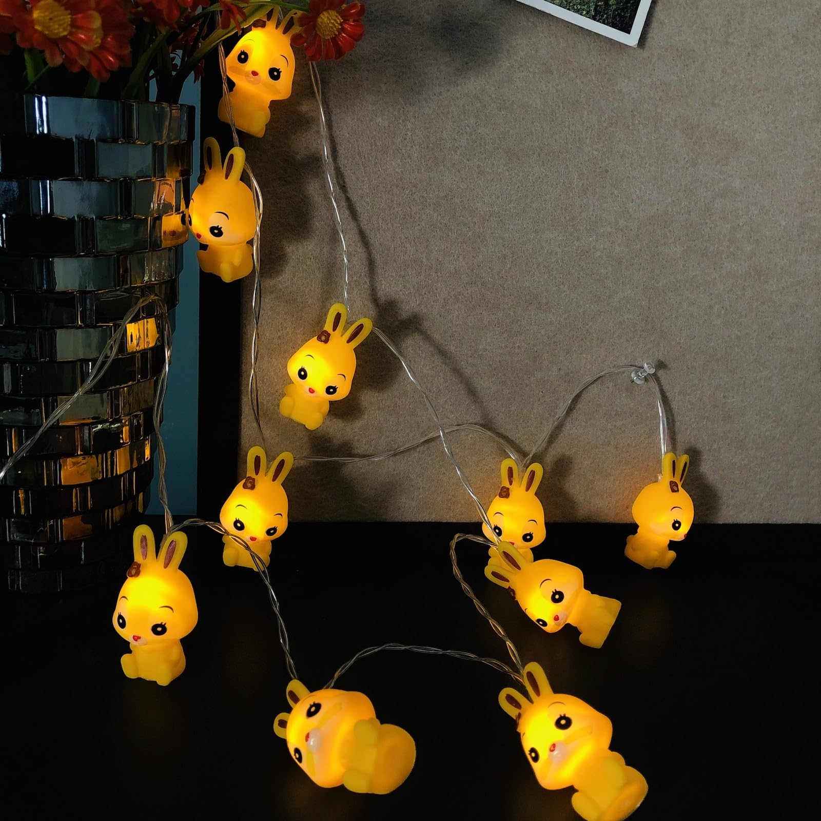 1.65m 10 LED Bunny Fairy Lights,Rabbit String Lights,Battery Operated Children Bedroom Decor Chain of Lights Animal Night Light (Bunny Rabbit)