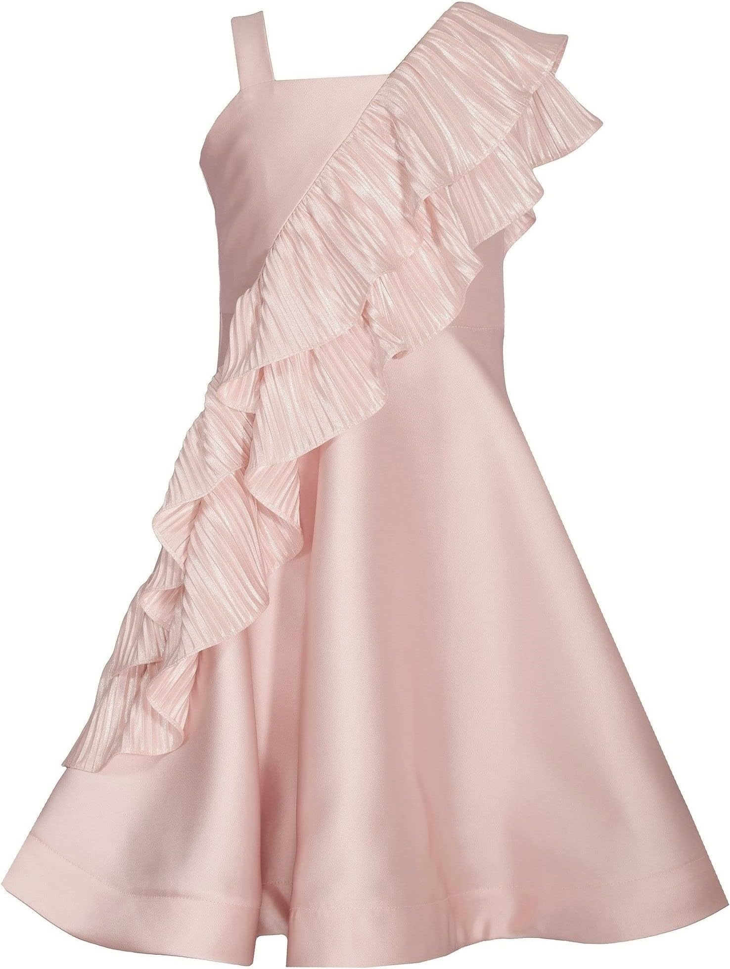 Bonnie JeanGirls 7-16 Pale Pink Mikado Pleated Satin Ruffle Dress