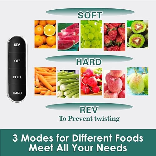 Miniatura 7 de Fretta Exprimidor de verduras y frutas, exprimidor de prensa en frío con canal de alimentación de 3 pulgadas, masticación para un alto rendimiento