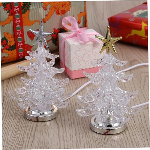 Miniatura 2 de 2 piezas de luz USB de carga para árbol de Navidad LED USB para escritorio, adornos de Navidad, lámpara de mesa, luz nocturna, lámpara de