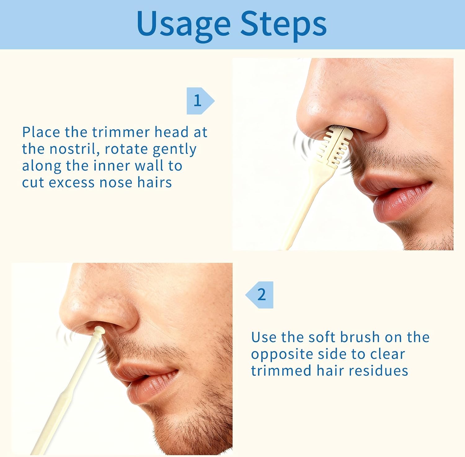 12 Pack 2-in-1 Nasal Hair Cutter, Double Sided Nose Hair Cutter, Portable 360° Rotating Manual Nose Hair Trimmer for Men and Women, Professional Stainless Steel Nostril Cleaner