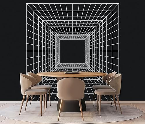 Miniatura 4 de Wall Mural Peel & Stick Cyber Grid Retro Punk Perspective Rectangular Tunnel Grid Tunnel Self-Adhesive Wallpaper Removable Wall Decal Wall Sticker