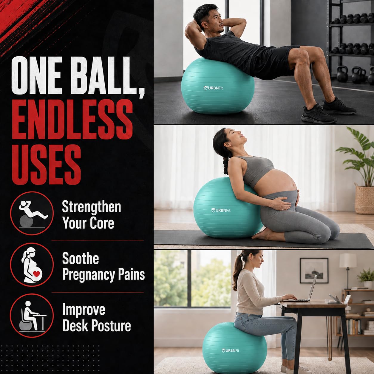 Amazon | URBNFit (アーバンフィット) エクササイズボール - 運動