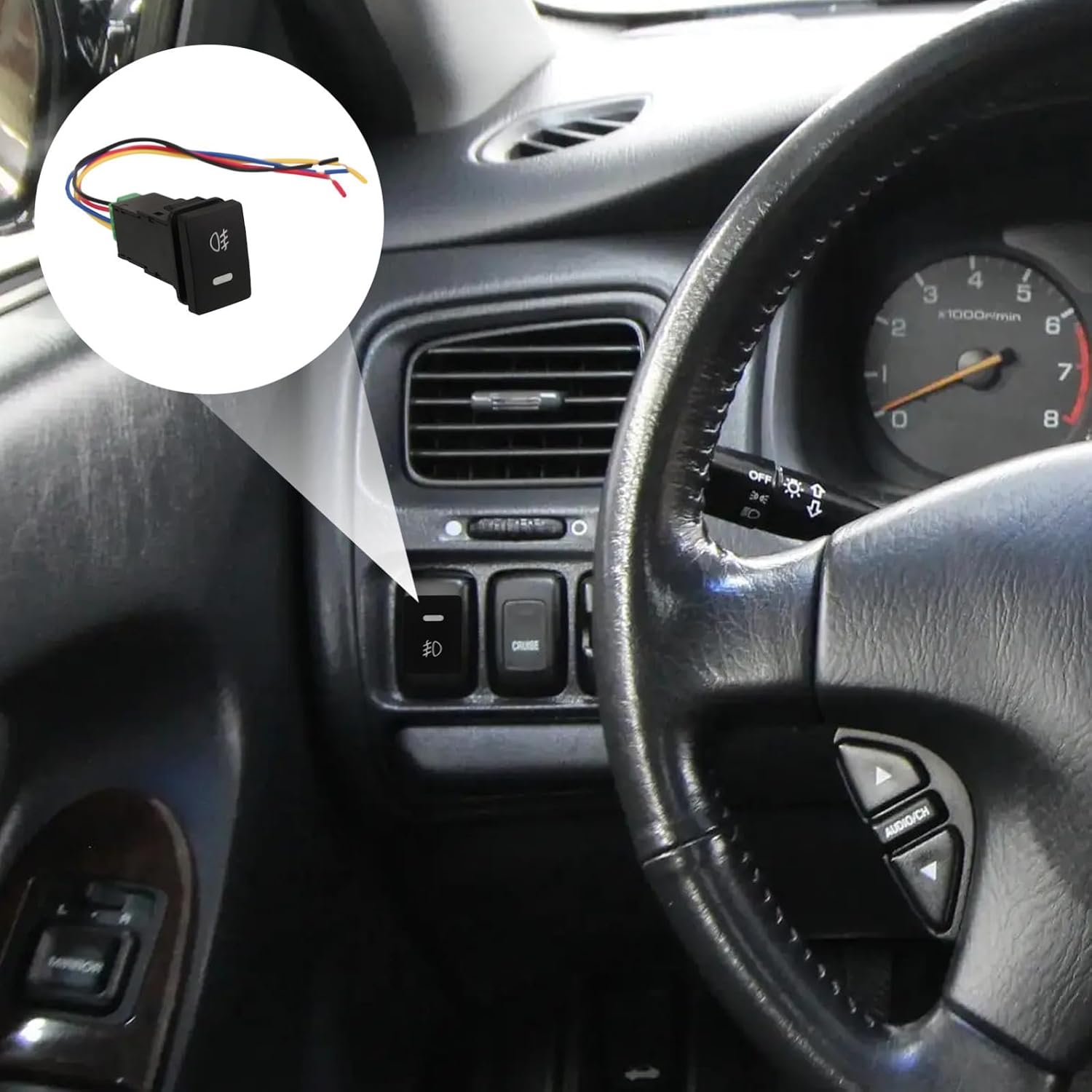 Car Fog Lights Switch Push Button Waterproof with Wire Small Size Compatible for Toyota Automotive Fog Light Control