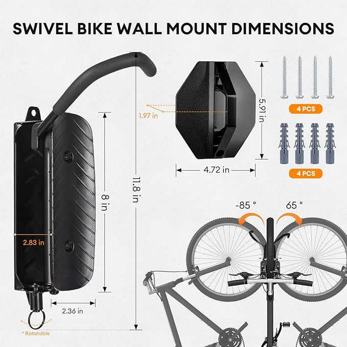 Soporte de pared para bicicleta, gancho vertical, 2 unidades, 66 lb miniatura 2