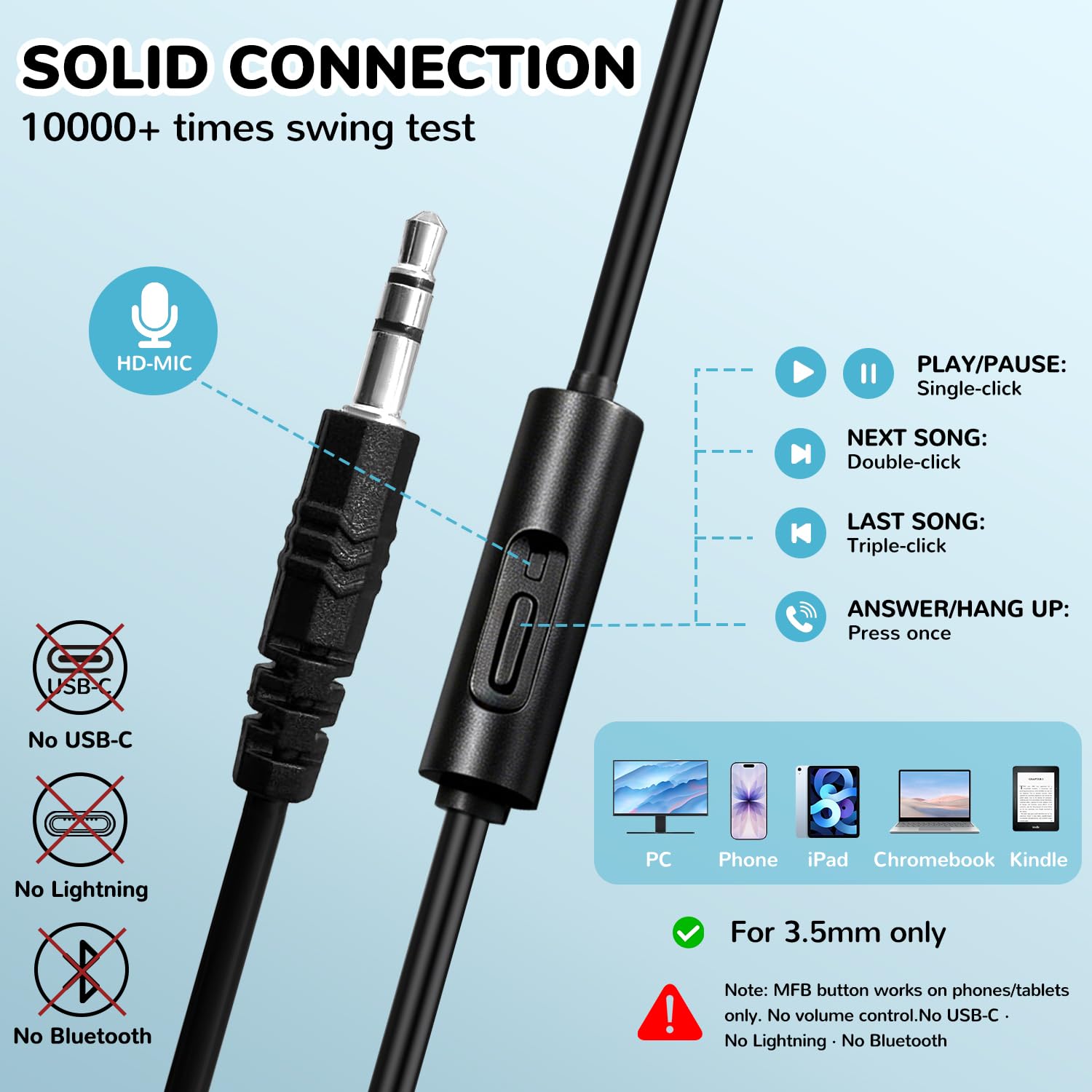 Paquete de 10 auriculares a granel con micrófono para niños en el aula escolar, auriculares supraaurales duraderos con cable para estudiantes y adolescentes, conector de 3.5 mm para laptop