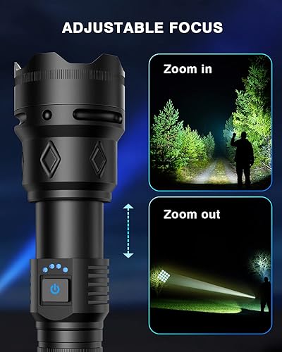 Miniatura 6 de GEKIRO Linterna LED recargable de 120000 lúmenes altos XHP160 súper brillante potente linternas con 5 modos de iluminación zoom y linterna de mano