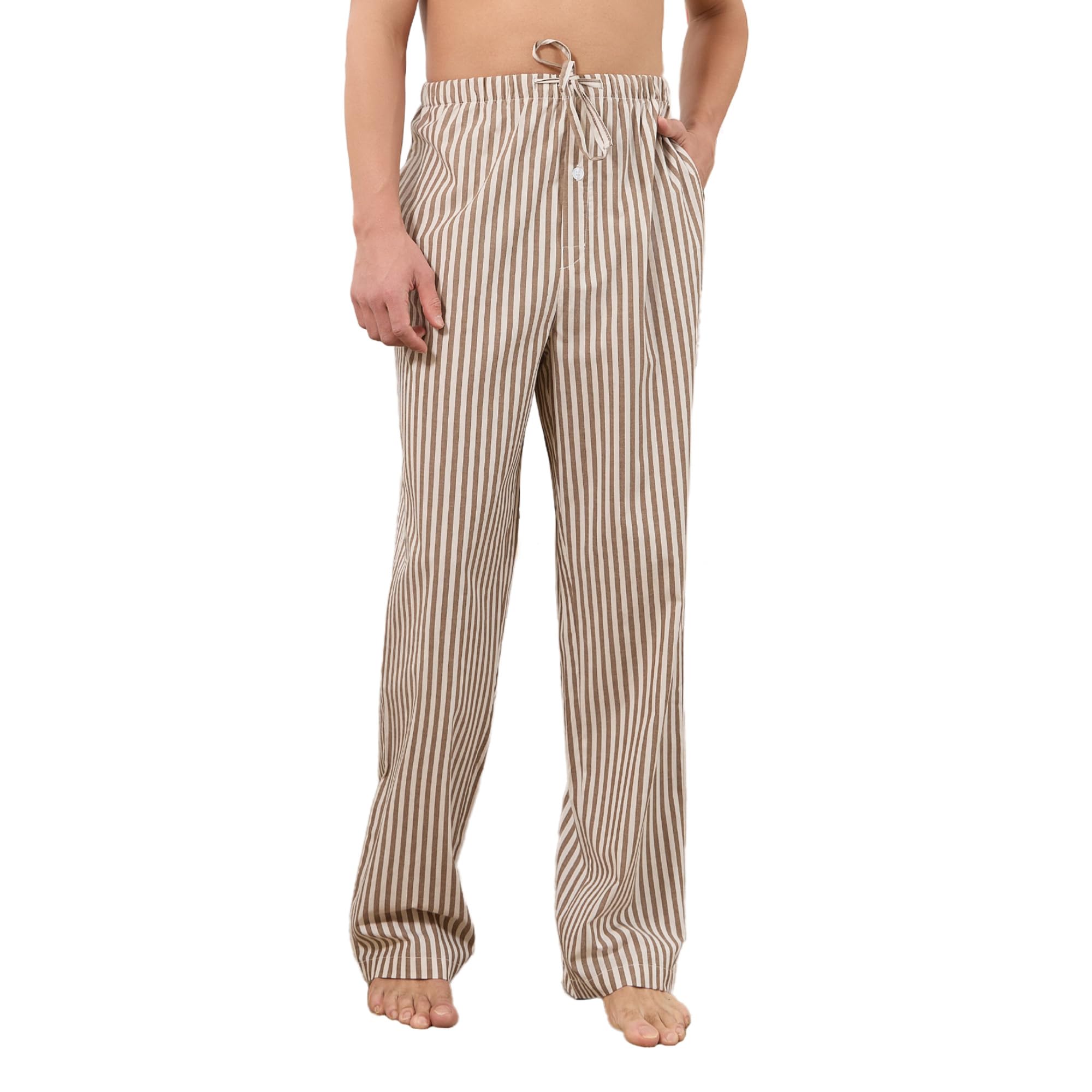 U2SKIIN Mens 100% Cotton Pajama Pants, Soft Lightweight Striped Lounge Pj Bottoms for Men with Pockets