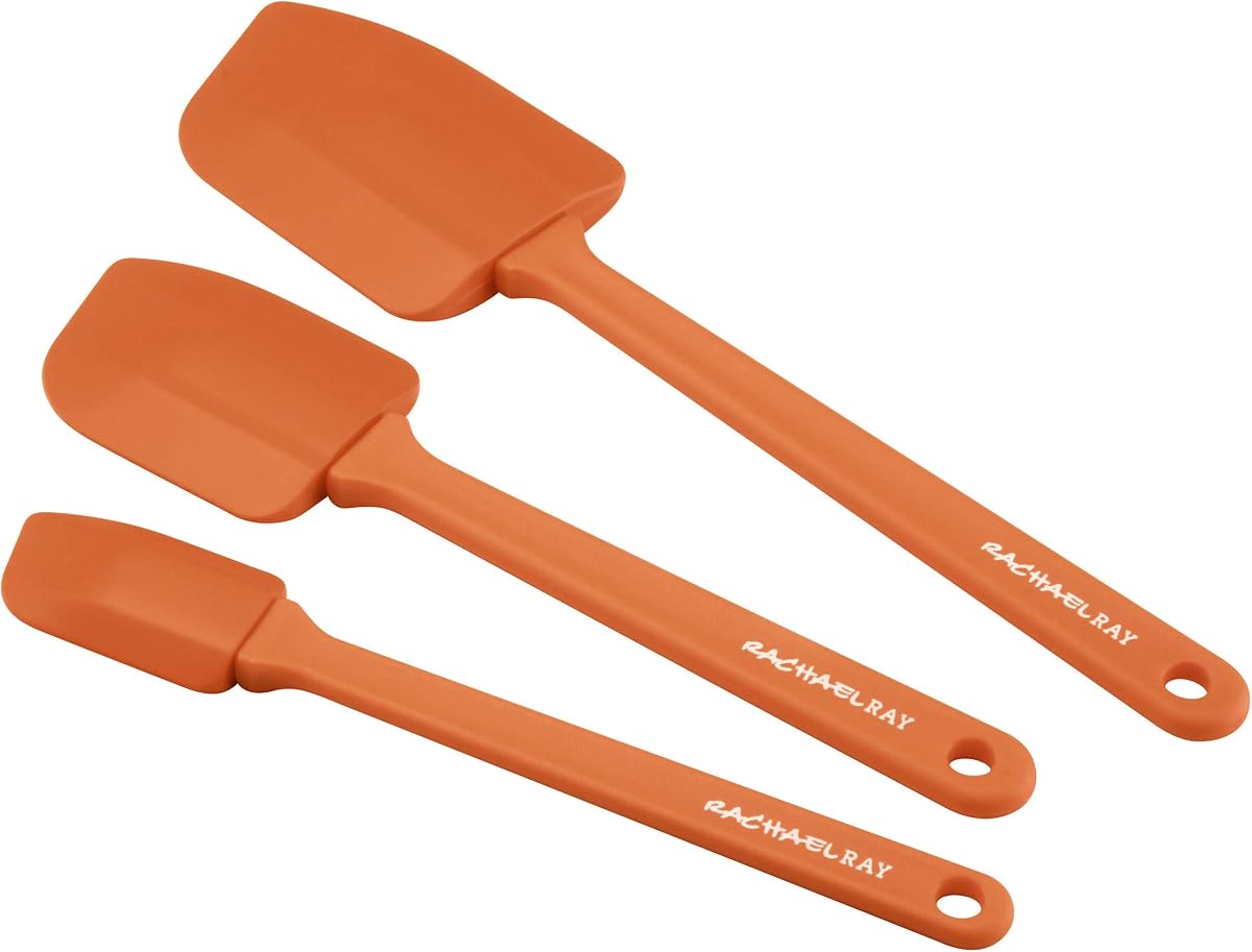 Rachael Ray Juego de utensilios de espátula de 3 piezas, color naranja